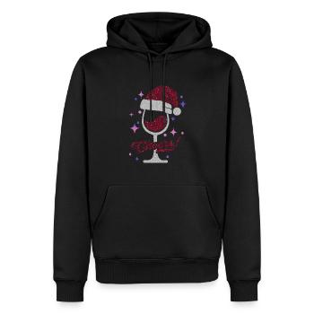 Plaisir du vin d’hiver Verre à vin avec bouchon - Sweat à capuche Premium bio Homme - noir - Devant - Nico (187cm)