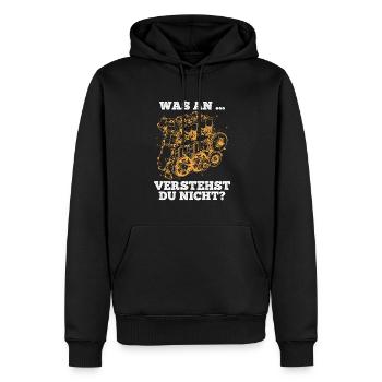 Was an.. verstehst du nicht? Humorvolle Weisheiten - Männer Premium Bio Hoodie - Schwarz - Vorne - Nico (187cm)