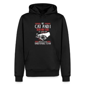 Unschlagbares Team - für katzenliebhaber - Männer Premium Bio Hoodie - Schwarz - Vorne - Nico (187cm)
