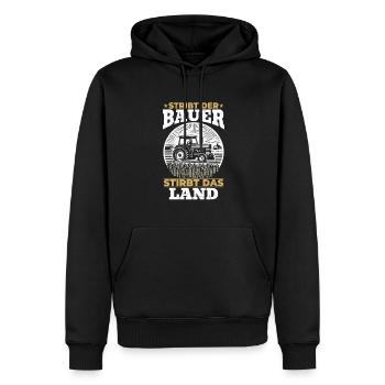Bauernkraft: Stirbt der Bauer, stirbt das Land - Männer Premium Bio Hoodie - Schwarz - Vorne - Nico (187cm)
