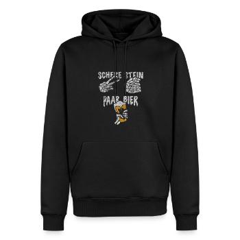 Schere, Stein, Paar, Bier - das perfekte Outfit - Männer Premium Bio Hoodie - Schwarz - Vorne - Nico (187cm)