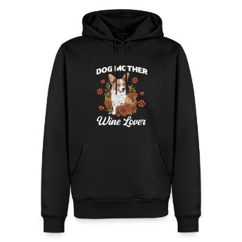 Dog mother and wine lover - Men’s Premium Organic Hoodie - black - Front - Nico (187cm)