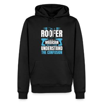 Dachdecker Kein Magier, aber Meister seines Fachs! - Männer Premium Bio Hoodie - Schwarz - Vorne - Nico (187cm)