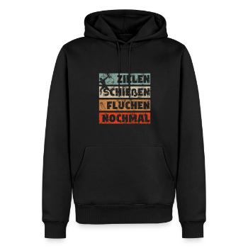 Archer Shirt: Aim, Hit, Repeat - Men’s Premium Organic Hoodie - black - Front - Nico (187cm)