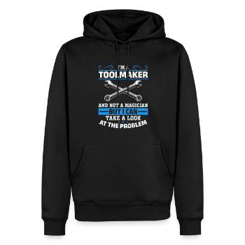 Tool Mechanic - Not a Magician, Just a Genius - Men’s Premium Organic Hoodie - black - Front - Nico (187cm)