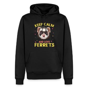 Frettchen - Männer Premium Bio Hoodie - Schwarz - Vorne - Nico (187cm)