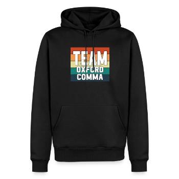 Équipe Oxford Virgule Grammaire Police Anglais Nerd - Sweat à capuche Premium bio Homme - noir - Devant - Nico (187cm)