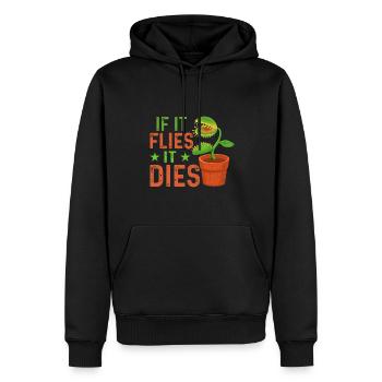 Wenn Es Fliegt, Stirbt Es Fleischfressendes - Männer Premium Bio Hoodie - Schwarz - Vorne - Nico (187cm)