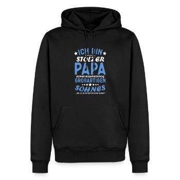 Fier papa T-Shirt cadeau de fils - Sweat à capuche Premium bio Homme - noir - Devant - Nico (187cm)