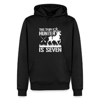 7th Year Hunting Birthday Party for Children, Duck, - Men’s Premium Organic Hoodie - black - Front - Nico (187cm)