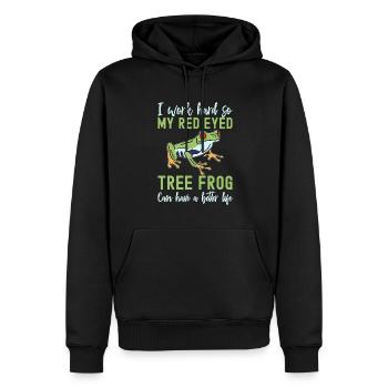 Rainette aux yeux rouges, amphibien de la forêt tropicale - Sweat à capuche Premium bio Homme - noir - Devant - Nico (187cm)