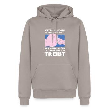 Father & Son a Crazy Team Partner Look - Men’s Premium Organic Hoodie - taupe - Front - Nico (187cm)