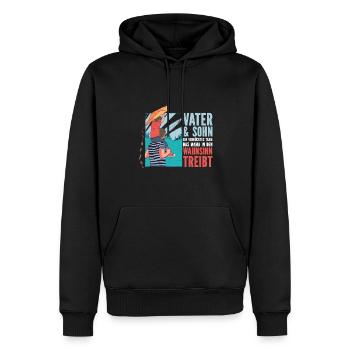 Père et fils, un look de partenaire d’équipe fou - Sweat à capuche Premium bio Homme - noir - Devant - Nico (187cm)
