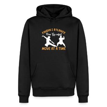 D’un mouvement gracieux après l’autre, le - Sweat à capuche Premium bio Homme - noir - Devant - Nico (187cm)