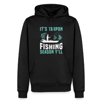 C’est la saison de la pêche au tarpon à tous - Sweat à capuche Premium bio Homme - noir - Devant - Nico (187cm)