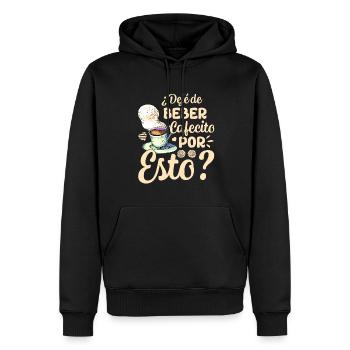 Cafecito Love : Embrassez l’âme de la - Sweat à capuche Premium bio Homme - noir - Devant - Nico (187cm)