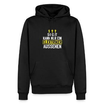 Électricien fier, professionnel et irrésistible - Sweat à capuche Premium bio Homme - noir - Devant - Nico (187cm)