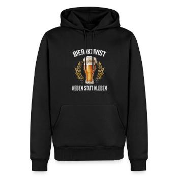 Bieraktivist Heben statt Kleben – Partyspaß - Männer Premium Bio Hoodie - Schwarz - Vorne - Nico (187cm)
