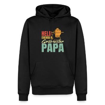 Héros, mari, maître du gril, papa - Sweat à capuche Premium bio Homme - noir - Devant - Nico (187cm)
