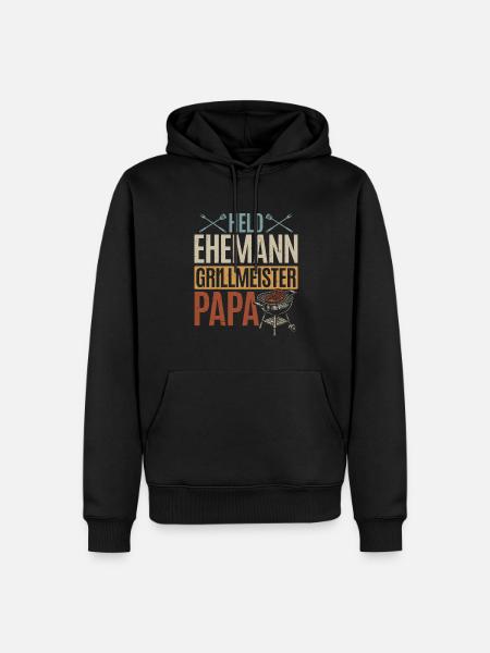 Hero, husband, grill master, dad - Men’s Premium Organic Hoodie - black