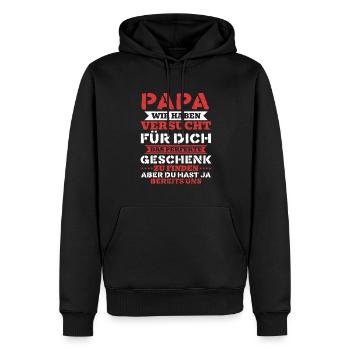 Papa, tu nous as déjà le cadeau parfait - Sweat à capuche Premium bio Homme - noir - Devant - Nico (187cm)
