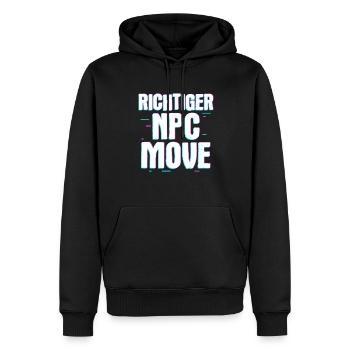 Mouvement de PNJ approprié – Humour et style du joueur - Sweat à capuche Premium bio Homme - noir - Devant - Nico (187cm)