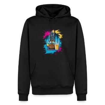 Sun Beach Ananas - Tropisch und Erfrischend - Männer Premium Bio Hoodie - Schwarz - Vorne - Nico (187cm)