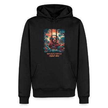 Bear Chillout Vibes Design: Relaxed and Stylish - Men’s Premium Organic Hoodie - black - Front - Nico (187cm)