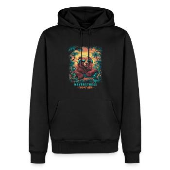 Bär Chillout Vibes Design: Entspannt und Stilvoll - Männer Premium Bio Hoodie - Schwarz - Vorne - Nico (187cm)