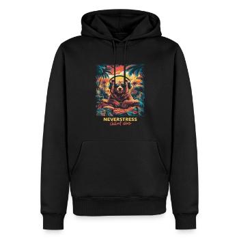 Bear Chillout Vibes Design: Relaxed and Stylish - Men’s Premium Organic Hoodie - black - Front - Nico (187cm)