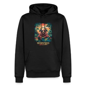 Bear Chillout Vibes Design: Relaxed and Stylish - Men’s Premium Organic Hoodie - black - Front - Nico (187cm)