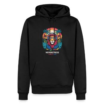 Lion Chillout Vibes Design décontracté et élégant - Sweat à capuche Premium bio Homme - noir - Devant - Nico (187cm)