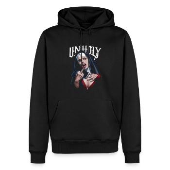 Provokant und Ausdrucksstark – Rebellische Mode - Männer Premium Bio Hoodie - Schwarz - Vorne - Nico (187cm)
