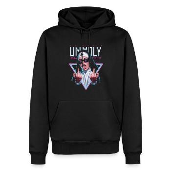 Provokant und Ausdrucksstark – Rebellische Mode - Männer Premium Bio Hoodie - Schwarz - Vorne - Nico (187cm)