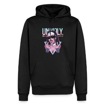 Provokant und Ausdrucksstark – Rebellische Mode - Männer Premium Bio Hoodie - Schwarz - Vorne - Nico (187cm)