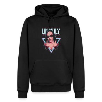 Provokant und Ausdrucksstark – Rebellische Mode - Männer Premium Bio Hoodie - Schwarz - Vorne - Nico (187cm)
