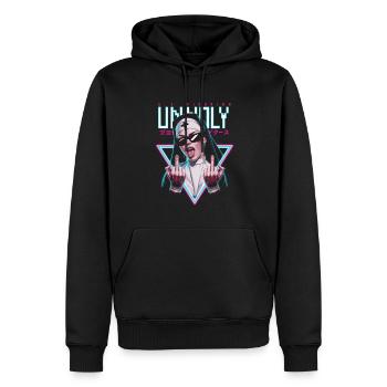 Provokant und Ausdrucksstark – Rebellische Mode - Männer Premium Bio Hoodie - Schwarz - Vorne - Nico (187cm)
