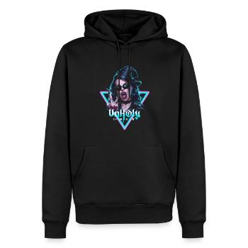 Provokant und Ausdrucksstark – Rebellische Mode - Männer Premium Bio Hoodie - Schwarz - Vorne - Nico (187cm)