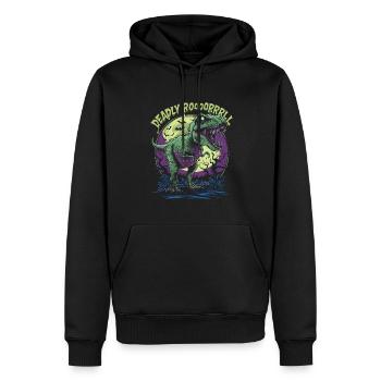 Zombie T-REX – Deadly Roar für Dinoliebhaber - Männer Premium Bio Hoodie - Schwarz - Vorne - Nico (187cm)