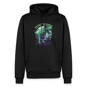 Zombie T-REX – Deadly Roar für Dinoliebhaber - Männer Premium Bio Hoodie - Schwarz - Vorne - Nico (187cm)
