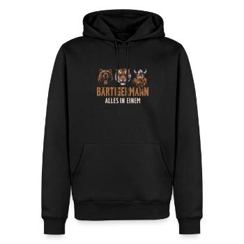 L’ours, le tigre, l’homme – tout en un seul regard puissant - Sweat à capuche Premium bio Homme - noir - Devant - Nico (187cm)