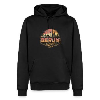 Berlin Skyline Design Wahrzeichen von Deutschland - Männer Premium Bio Hoodie - Schwarz - Vorne - Nico (187cm)
