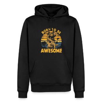 Born to Be Awesome Dinosaur Look rétro - Sweat à capuche Premium bio Homme - noir - Devant - Nico (187cm)