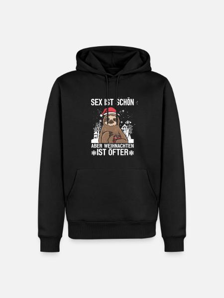Funny Christmas Sloth - Men’s Premium Organic Hoodie - black