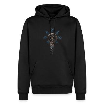 Marteau de Thor – Runes et symbolisme viking - Sweat à capuche Premium bio Homme - noir - Devant - Nico (187cm)