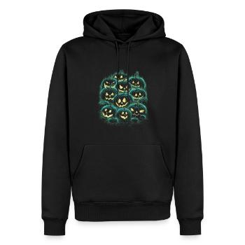 Parade de citrouilles lumineuses - Conception de citrouilles d’Halloween - Sweat à capuche Premium bio Homme - noir - Devant - Nico (187cm)