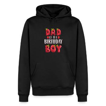 Papa Du Garçon D’anniversaire Fraise Premier Anniversaire - Sweat à capuche Premium bio Homme - noir - Devant - Nico (187cm)