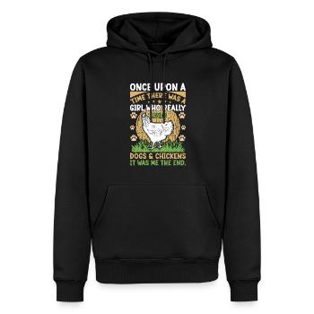Poulets fermiers Éleveur Poulet Welsumer - Sweat à capuche Premium bio Homme - noir - Devant - Nico (187cm)