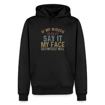 Présenter - Sweat à capuche Premium bio Homme - noir - Devant - Nico (187cm)