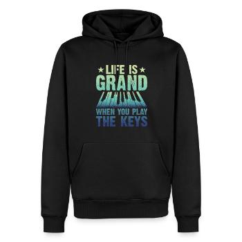 Piano Klavier Pianiste - Sweat à capuche Premium bio Homme - noir - Devant - Nico (187cm)